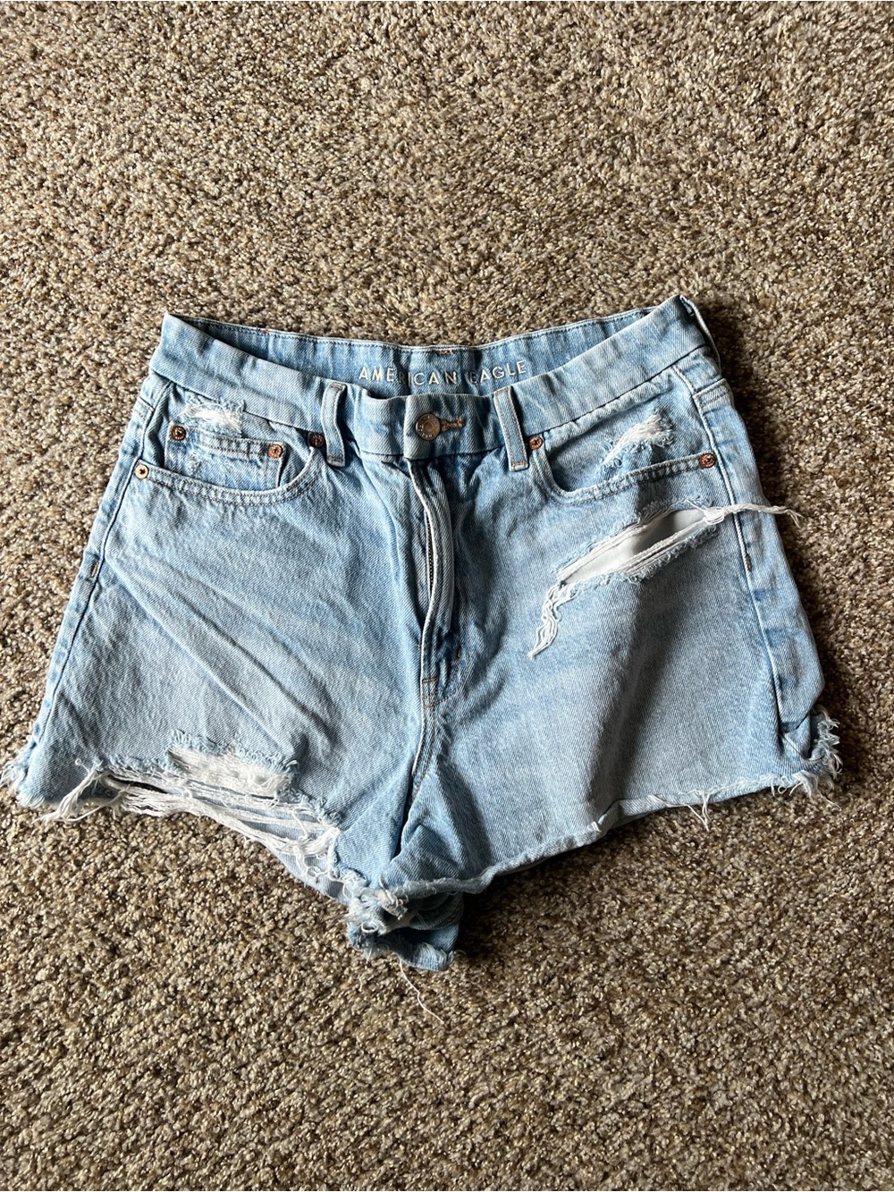 American Eagle Outfitters Light Wash Distressed Denim Shorts